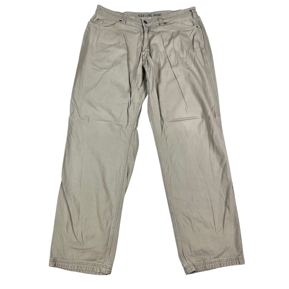 Duluth Trading Co Flex Fire Hose Relaxed Fit Work Pants Khaki Tan Mens‎ 37x32*